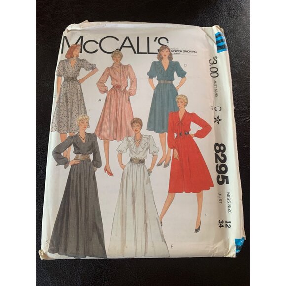 McCall's Misses Dress Sewing Pattern Sz 12 8295 - Uncut - Picture 1 of 10